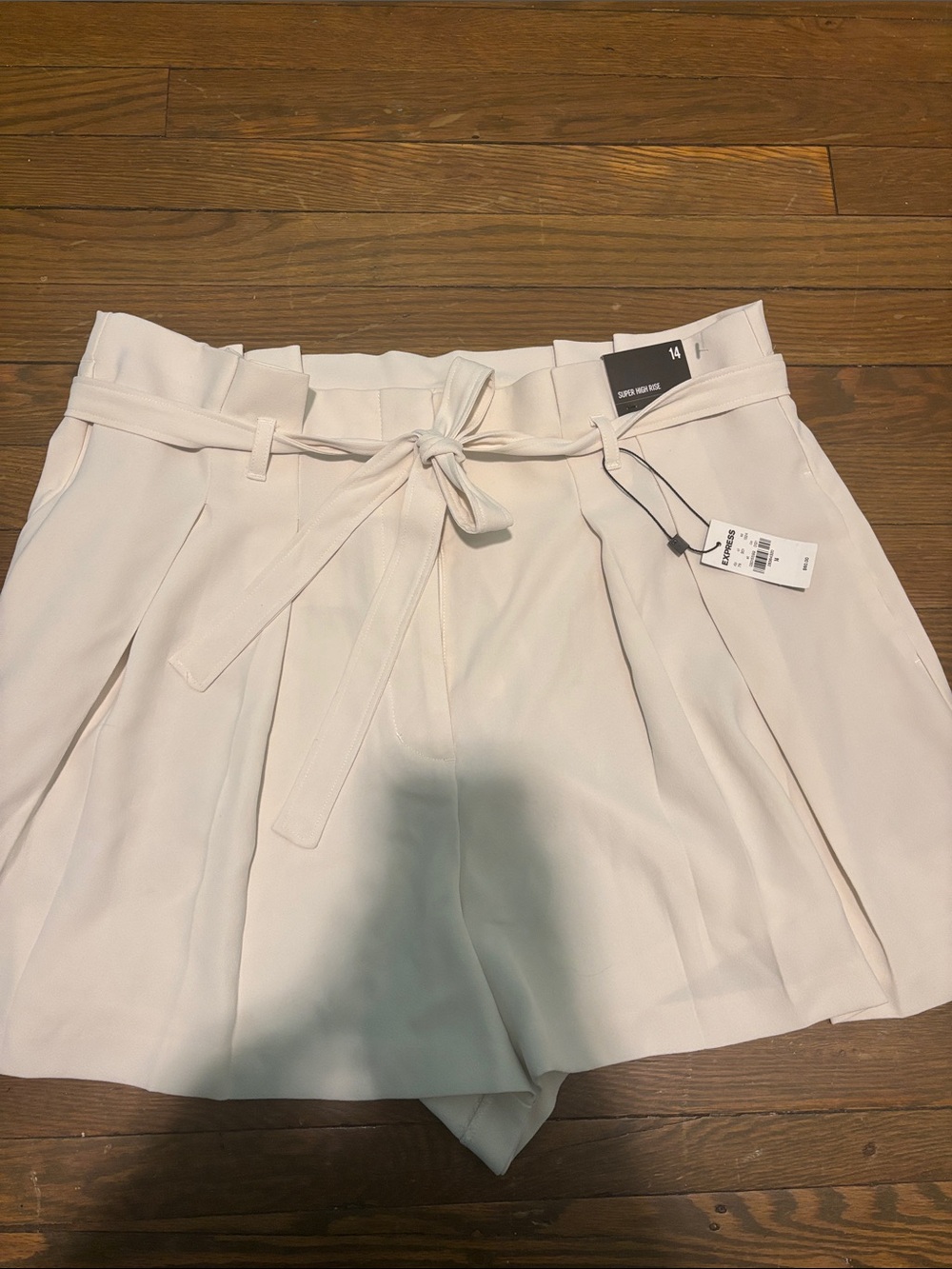 Express Paperbag Tie-Front Shorts - Pale Blush